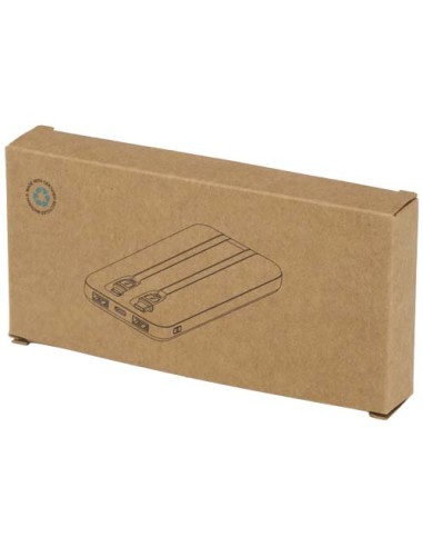 Power bank da 10.000 mAh e 10 W in plastica riciclata con 2 cavi integrati Adhil