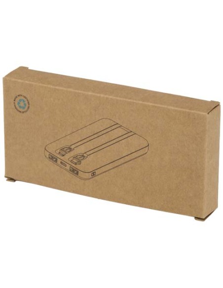 Power bank da 10.000 mAh e 10 W in plastica riciclata con 2 cavi integrati Adhil