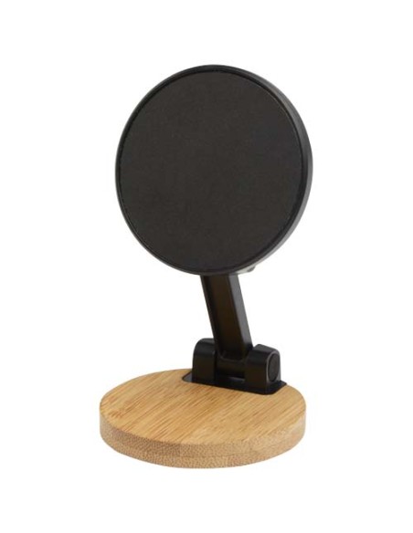 Supporto magnetico per telefono pieghevole in plastica riciclata con dettagli in bambù Alcor