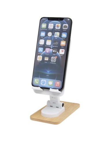 Supporto per telefono da tavolo pieghevole in plastica riciclata con dettagli in bambù Alfirk