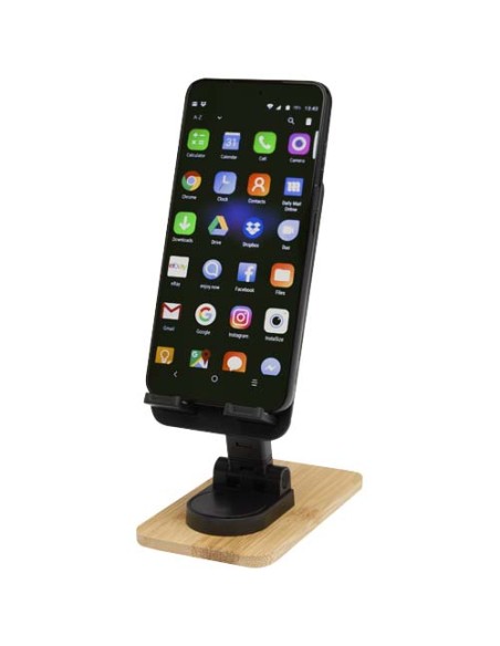 Supporto per telefono da tavolo pieghevole in plastica riciclata con dettagli in bambù Alfirk