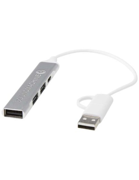 Hub USB-A e Tipo-C a 4 porte in alluminio riciclato con doppio ingresso Alkaid