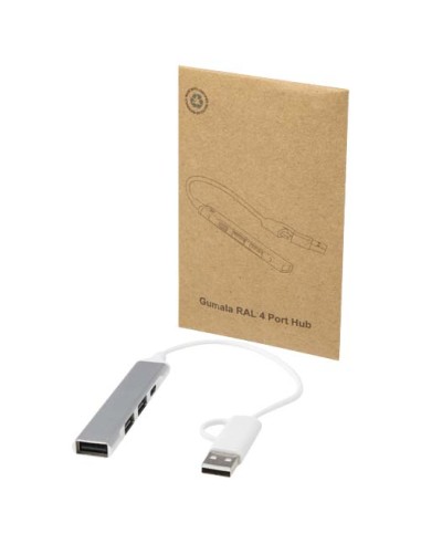 Hub USB-A e Tipo-C a 4 porte in alluminio riciclato con doppio ingresso Alkaid