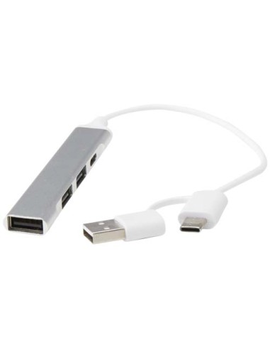 Hub USB-A e Tipo-C a 4 porte in alluminio riciclato con doppio ingresso Alkaid