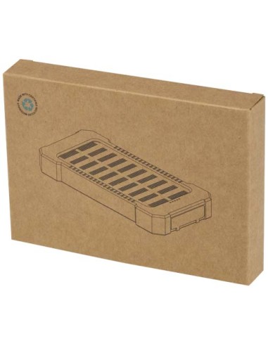 Robusto power bank a energia solare da 5.000 mAh e 10 W in plastica riciclata con torcia incorporata Altair