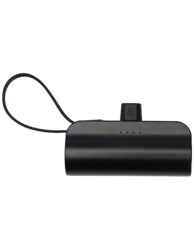 Power bank Tipo-C da 5.000 mAh e 10 W in plastica riciclata con supporto ribaltabile integrato e cavo 2 in 1 Alnair