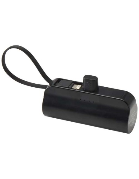 Power bank Tipo-C da 5.000 mAh e 10 W in plastica riciclata con supporto ribaltabile integrato e cavo 2 in 1 Alnair