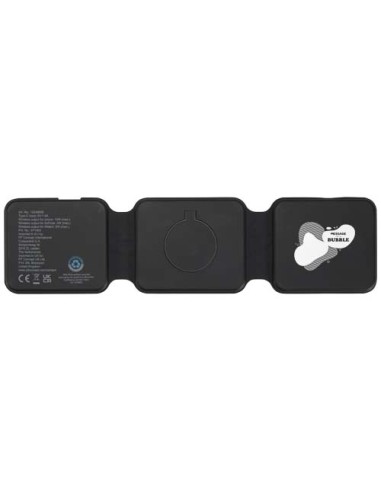 Caricabatterie wireless 3 in 1 da 15 W pieghevole in plastica riciclata Armus
