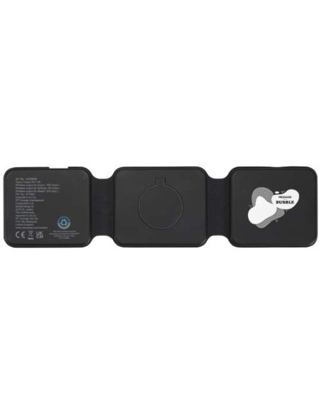 Caricabatterie wireless 3 in 1 da 15 W pieghevole in plastica riciclata Armus