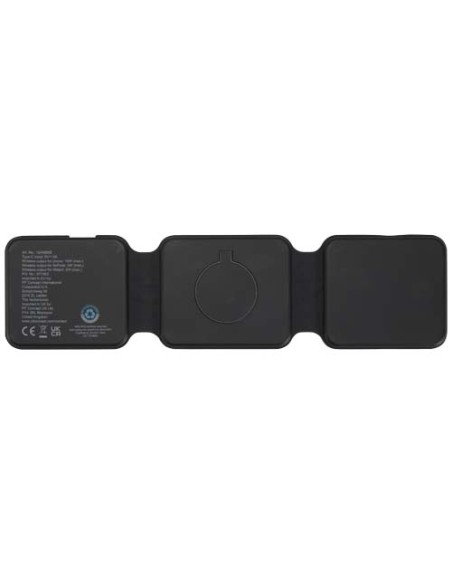 Caricabatterie wireless 3 in 1 da 15 W pieghevole in plastica riciclata Armus