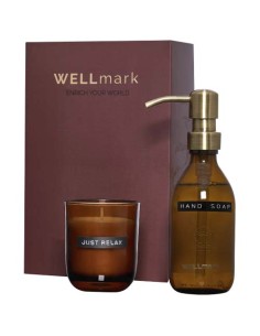 Set di dispenser di sapone per le mani da 250 ml e candela profumata da 150 g Wellmark Discovery