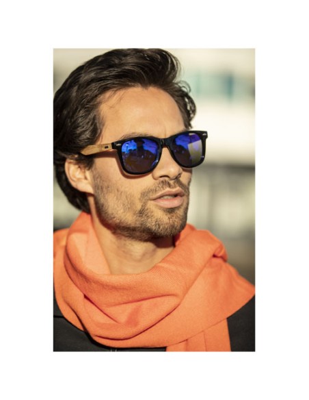 Occhiali da sole Hiru con lenti polarizzate e specchiate in PET riciclato/legno con confezione regalo