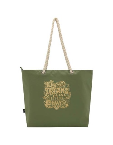 Tote bag termica da spiaggia in materiale riciclato certificato GRS con manici in corda Panama - 23L
