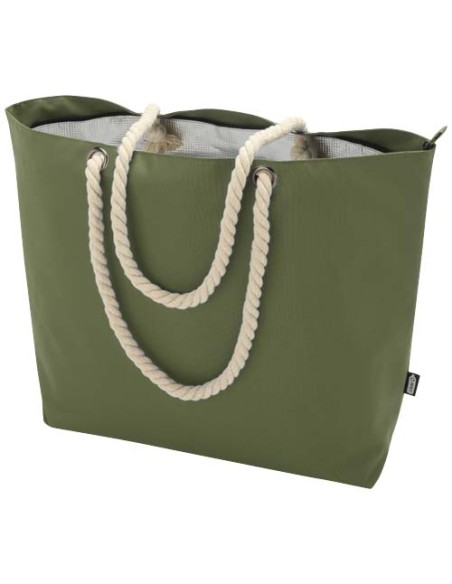Tote bag termica da spiaggia in materiale riciclato certificato GRS con manici in corda Panama - 23L