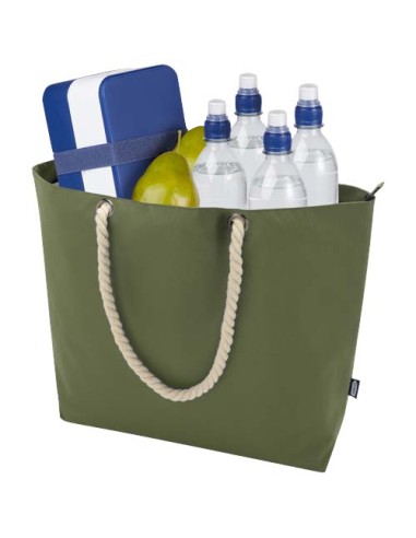 Tote bag termica da spiaggia in materiale riciclato certificato GRS con manici in corda Panama - 23L