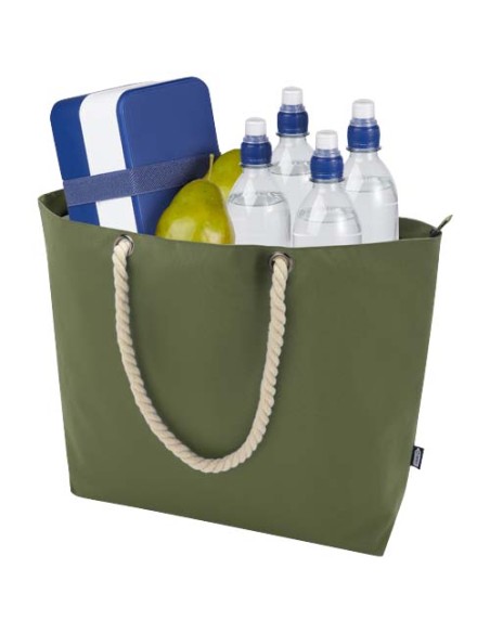 Tote bag termica da spiaggia in materiale riciclato certificato GRS con manici in corda Panama - 23L