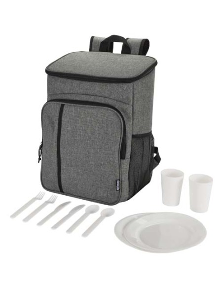 Zaino termico per picnic in materiale riciclato certificato GRS con set di posate Tundra - 20L