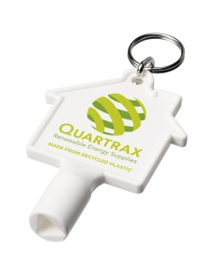 Portachiavi Maximilian con chiave multiuso a forma di casa in materiale riciclato