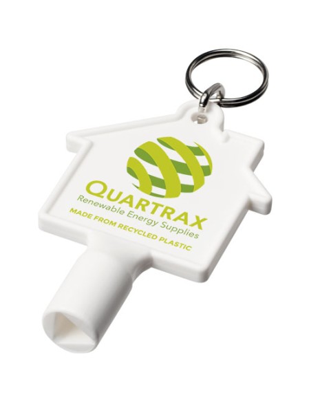 Portachiavi Maximilian con chiave multiuso a forma di casa in materiale riciclato