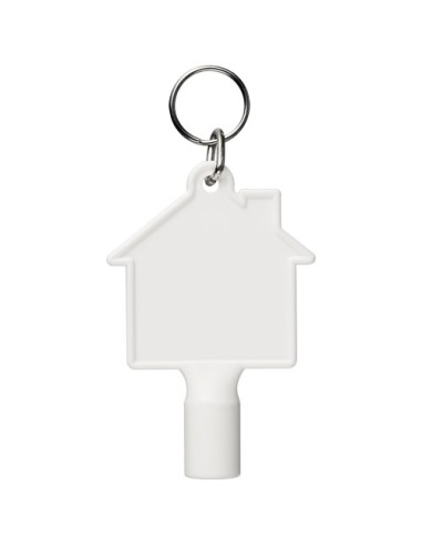Portachiavi Maximilian con chiave multiuso a forma di casa in materiale riciclato