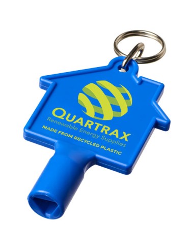 Portachiavi Maximilian con chiave multiuso a forma di casa in materiale riciclato