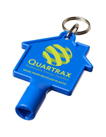 Portachiavi Maximilian con chiave multiuso a forma di casa in materiale riciclato