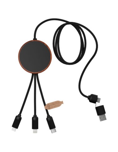 Cavo di ricarica 5 in 1 in rPET riciclato con logo luminoso e stazione di ricarica da 10 W SCX.design C40