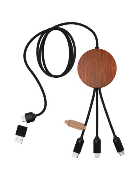 Cavo di ricarica 5 in 1 in rPET riciclato con logo luminoso e stazione di ricarica da 10 W SCX.design C40