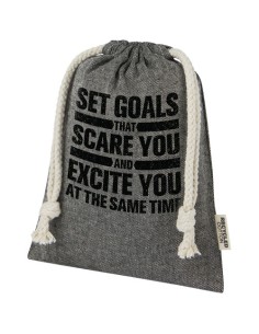 Sacchetto per confezione regalo piccolo in cotone riciclato 150 g/m² certificato GRS Pheebs - 0,5L