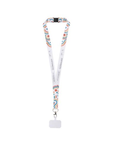 Lanyard in PET riciclato con stampa a sublimazione, supporto per il telefono e meccanismo di sicurezza Addie