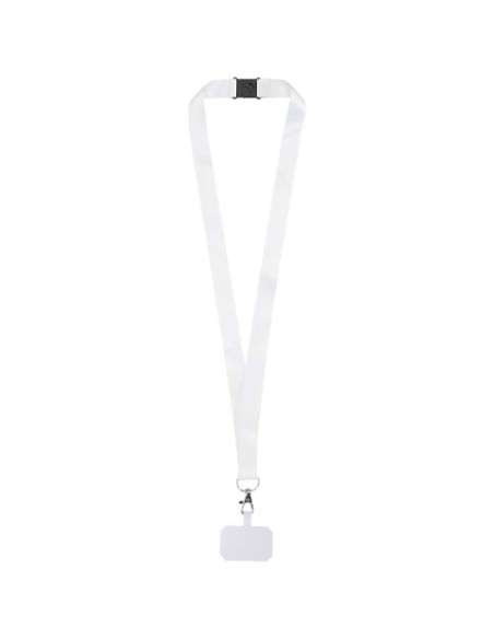 Lanyard in PET riciclato con stampa a sublimazione, supporto per il telefono e meccanismo di sicurezza Addie