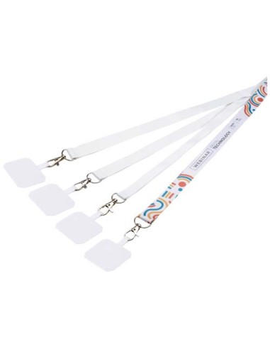 Lanyard in PET riciclato con stampa a sublimazione, supporto per il telefono e meccanismo di sicurezza Addie