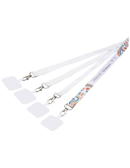 Lanyard in PET riciclato con stampa a sublimazione, supporto per il telefono e meccanismo di sicurezza Addie