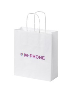 Sacchetto in carta kraft da 80 g/m2  con manici intrecciati - 18 x 8 x 21 cm