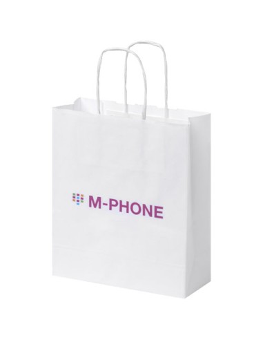 Sacchetto in carta kraft da 80 g/m2  con manici intrecciati - 18 x 8 x 21 cm