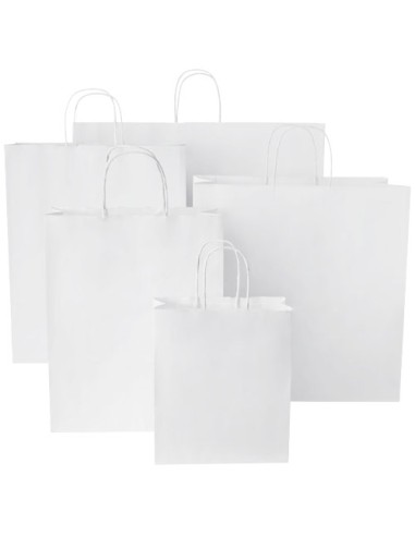 Sacchetto in carta kraft da 80 g/m2  con manici intrecciati - 18 x 8 x 21 cm