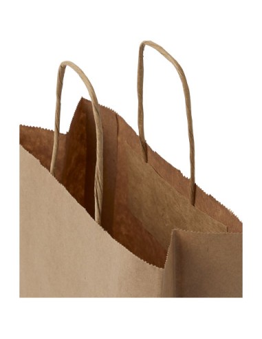 Sacchetto in carta kraft da 80 g/m2  con manici intrecciati - 18 x 8 x 21 cm