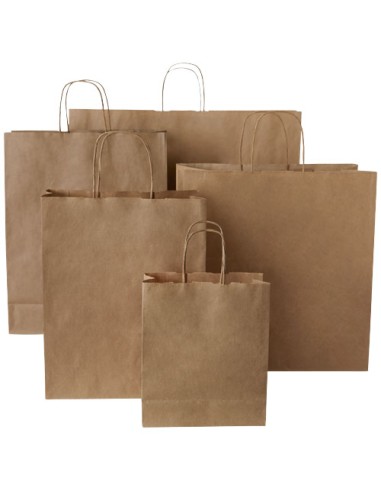 Sacchetto in carta kraft da 80 g/m2  con manici intrecciati - 18 x 8 x 21 cm