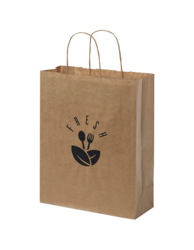 Sacchetto in carta kraft da 80 g/m2 con manici intrecciati - 25 x 11 x 32 cm