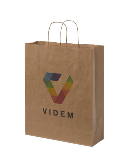 Sacchetto in carta kraft da 80-90 g/m2 con manici intrecciati - 32 x 12 x 40 cm