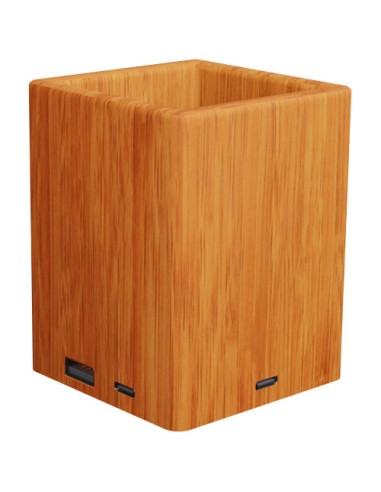 Portamatite in legno con logo luminoso e doppia uscita USB SCX.design O12