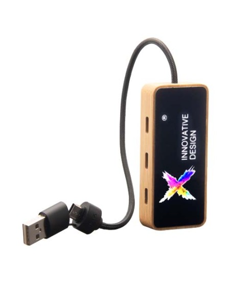 Hub USB 8 in 1 in legno con doppio ingresso e 6 porte SCX.design H21