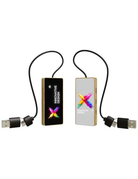 Hub USB 8 in 1 in legno con doppio ingresso e 6 porte SCX.design H21