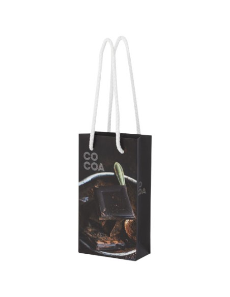 Sacchetto in carta integra da 170 g/m2 realizzato a mano con manici in cordino di plastica - 9,5 x 4 x 17 cm