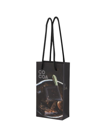 Sacchetto in carta integra da 170 g/m2 realizzato a mano con manici in cordino di plastica - 9,5 x 4 x 17 cm