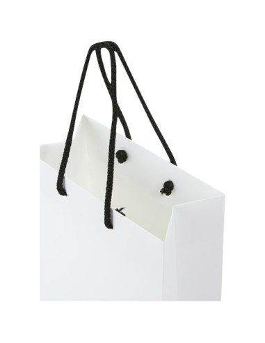Sacchetto in carta integra da 170 g/m2 realizzato a mano con manici in cordino di plastica - 18 x 9 x 23 cm