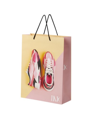 Sacchetto in carta integra da 170 g/m2 realizzato a mano con manici in cordino di plastica - 31 x 12 x 41 cm