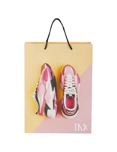 Sacchetto in carta integra da 170 g/m2 realizzato a mano con manici in cordino di plastica - 31 x 12 x 41 cm