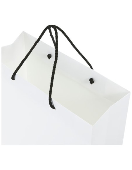 Sacchetto in carta integra da 170 g/m2 realizzato a mano con manici in cordino di plastica - 31 x 12 x 41 cm