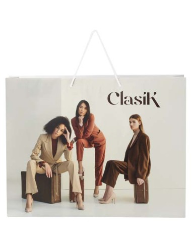 Sacchetto in carta integra da 170 g/m2 realizzato a mano con manici in cordino di plastica - 45 x 10 x 35 cm